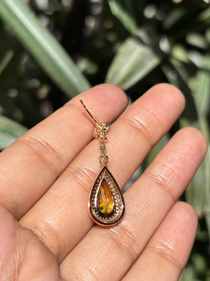 Yellow Diamond Earrings Statement Dangle Canary Stone Jewelry Gold Plated Yellow Sapphire CZ Moissanite