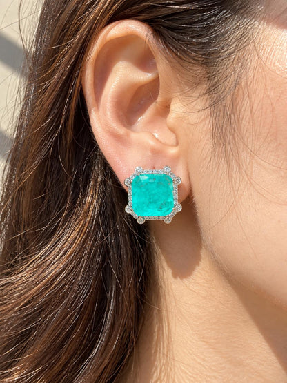 Emerald Doublet Earrings Statement Studs Moissanite Diamond Green Paraiba Tourmaline Designer Cubic Zirconia Jewelry