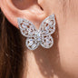Large Butterfly Earrings CZ Moissanite Diamond Statement Studs Big Butterfly Shape Cocktail Jewelry Gift