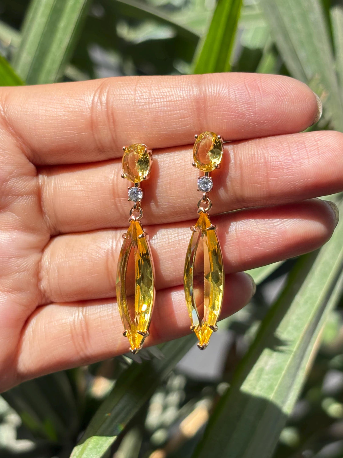 Yellow Diamond Earrings Dangle Statement Canary Stone Moissanite Cubic Zirconia Yellow Sapphire Jewelry Wedding