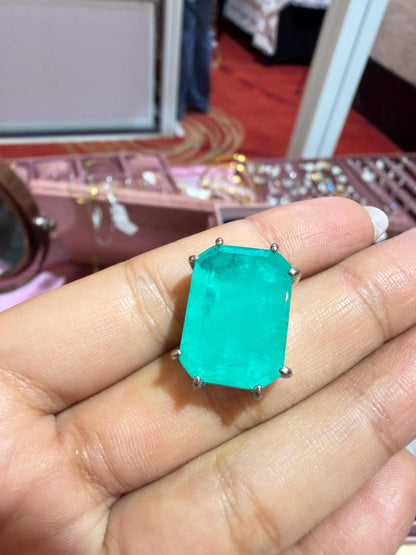Large Emerald Doublet Earrings Statement Studs Moissanite Diamond Green Paraiba Tourmaline Cubic Zirconia Jewelry