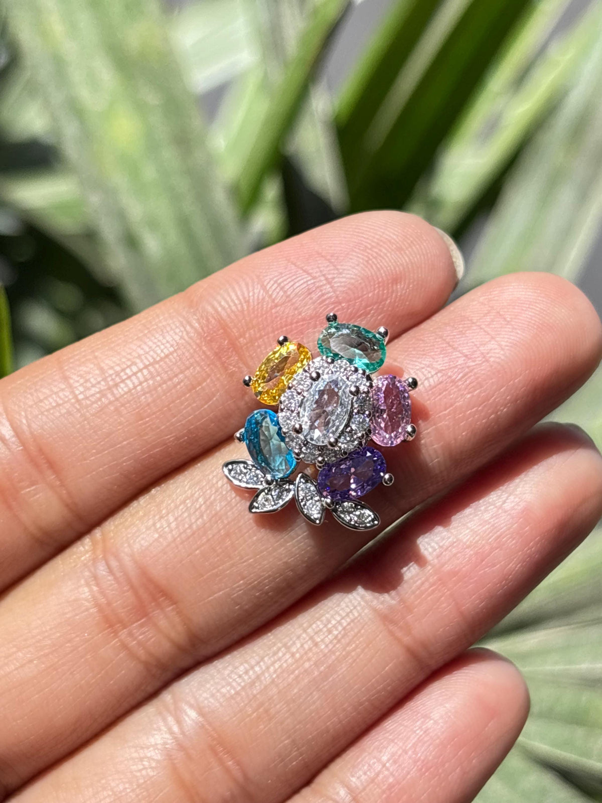 Multicolor Earrings Statement Small Studs Moissanite CZ Cubic Zirconia Mix Stone Colorful Jewelry Gift