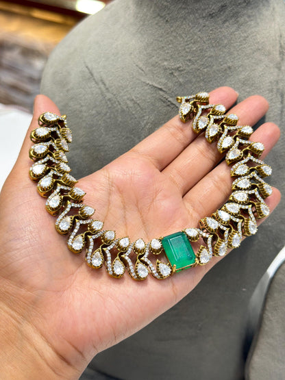 Polki Necklace Emerald Doublet Kundan Choker Sabyasachi Inspired Moissanite Polki Diamond Green Indian Jewelry
