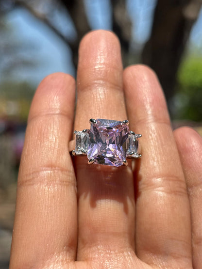 Pink Diamond Ring CZ Moissanite Statement Cubic Zirconia Pink Sapphire Stone Engagement Jewelry Wedding