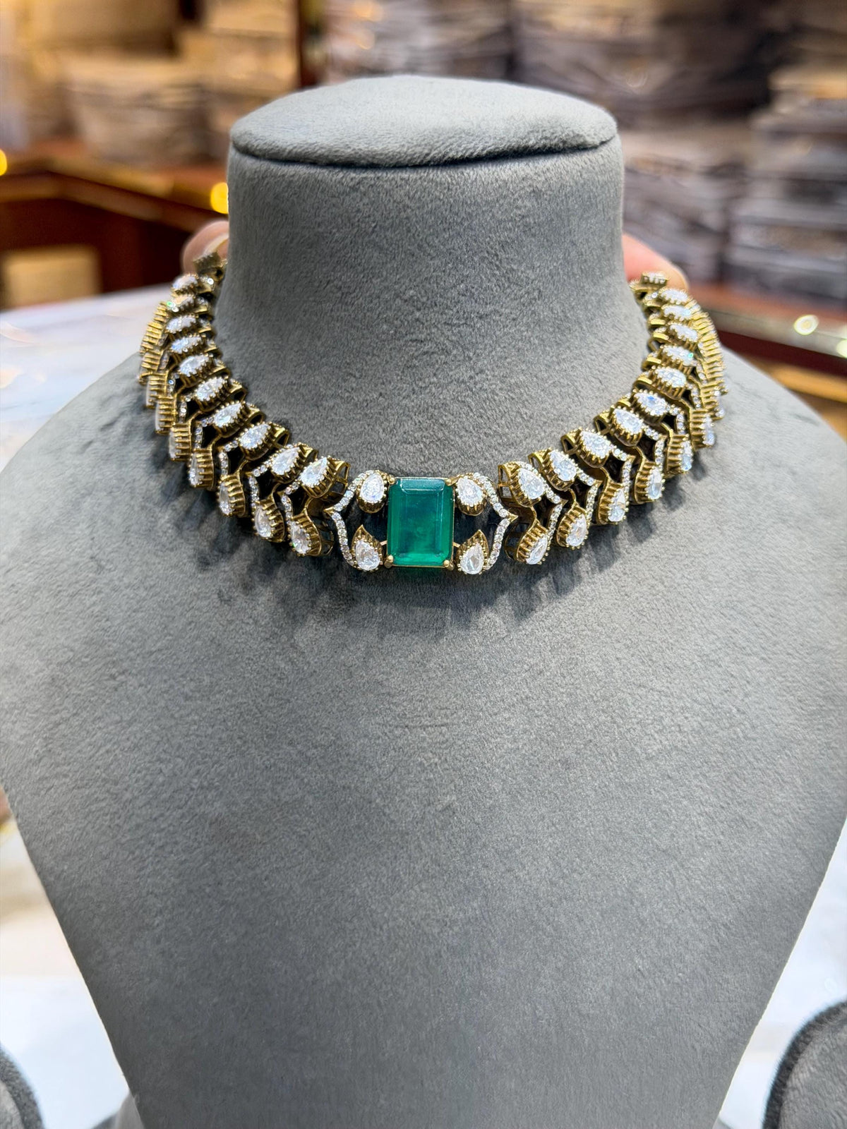 Polki Necklace Emerald Doublet Kundan Choker Sabyasachi Inspired Moissanite Polki Diamond Green Indian Jewelry