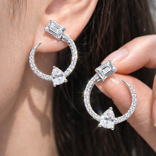 moissanite earrings, diamond earrings, statement earrings, bridal earrings, wedding jewelry, cubic zirconia earrings, luxury earrings, designer earrings, party earrings, cocktail jewelry, gift for her, engagement earrings, trendy earrings, aesthetic jewelry, premium jewelry