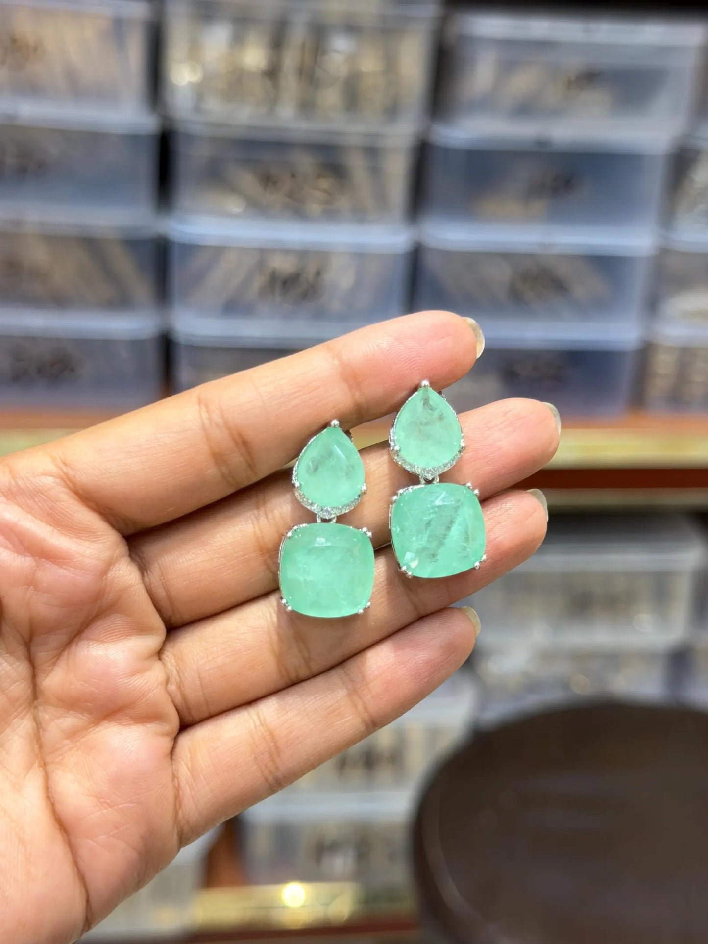 Paraiba Tourmaline Necklace Statement Tennis Moissanite Diamond Light Green Emerald Doublet Jewelry Cubic Designer Set