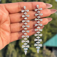 Moissanite Diamond Earrings Chandelier Statement Dangle Drop CZ Moissanite Zircon Wedding Designer Jewelry Gift